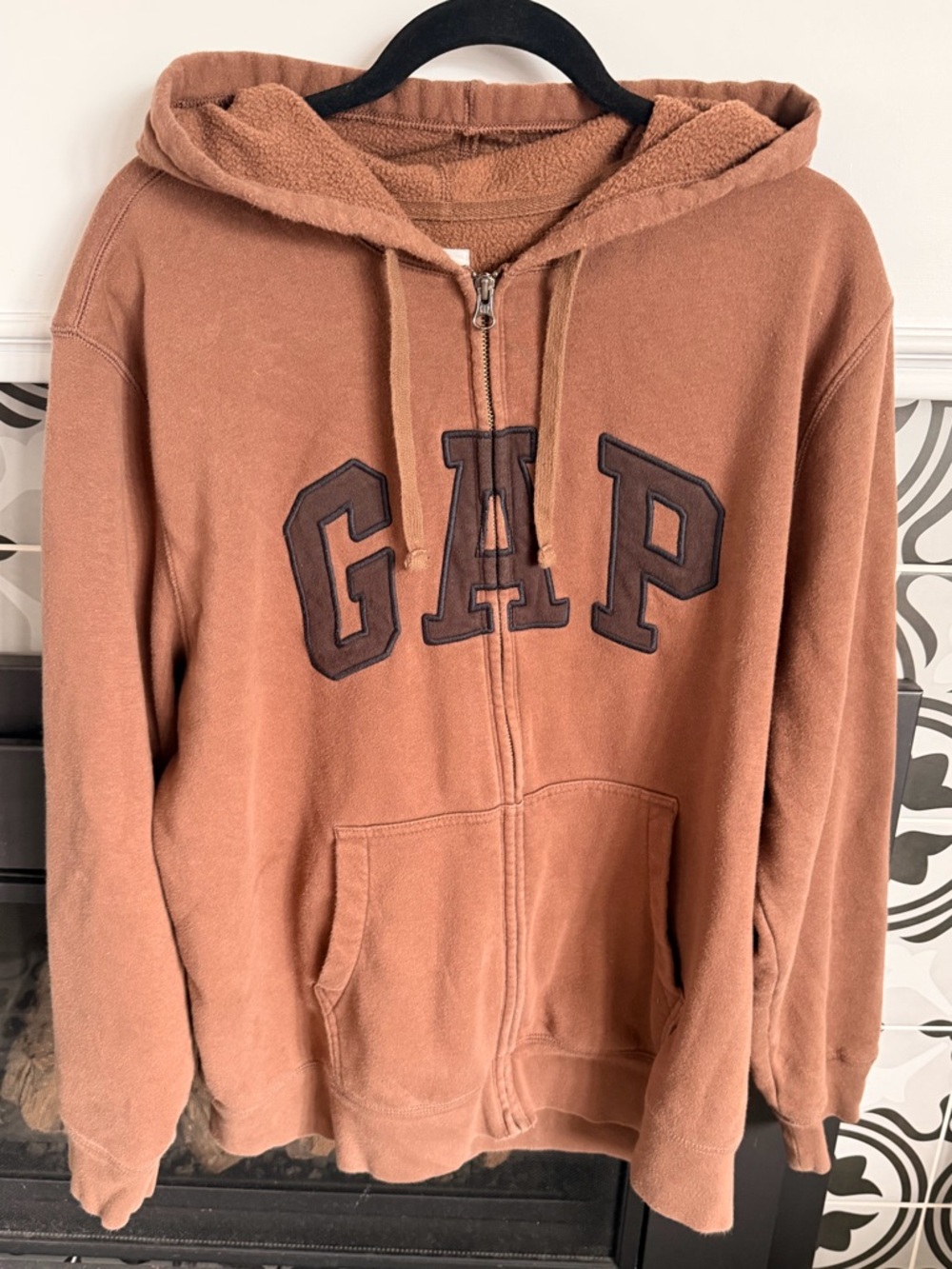 GAP Cozy Full-Zip Hoodie in Dusty Brown